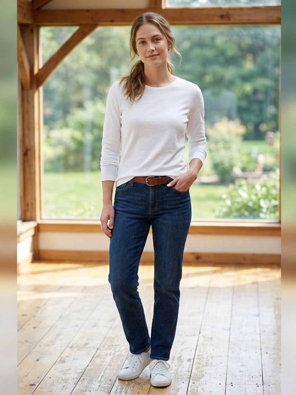 L.L. Bean White Crew Neck Women's Supima Cotton Long Sleeve Tee NWOT